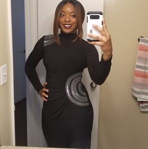 Cache mock neck Long Sleeve dress